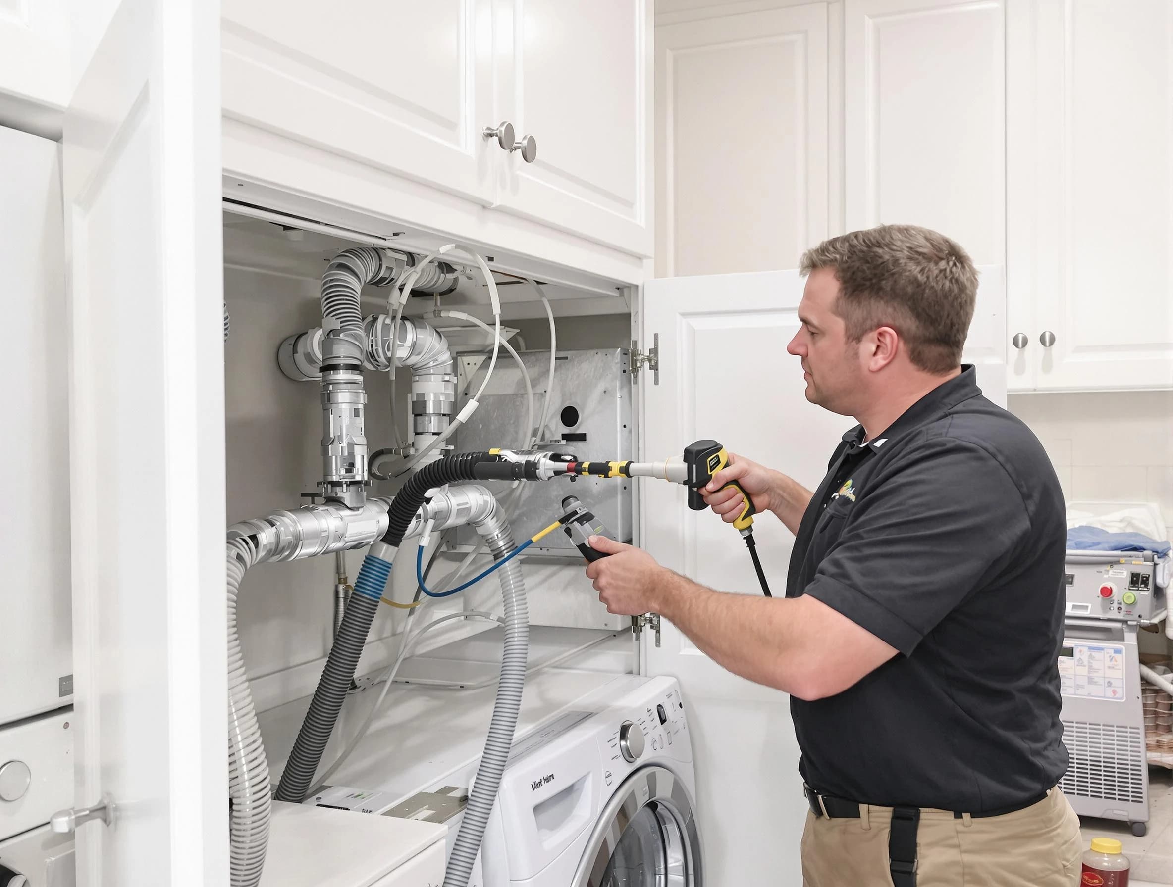 Genesee Dryer Vent Cleaning professional removing severe blockage from a clogged dryer vent in Genesee