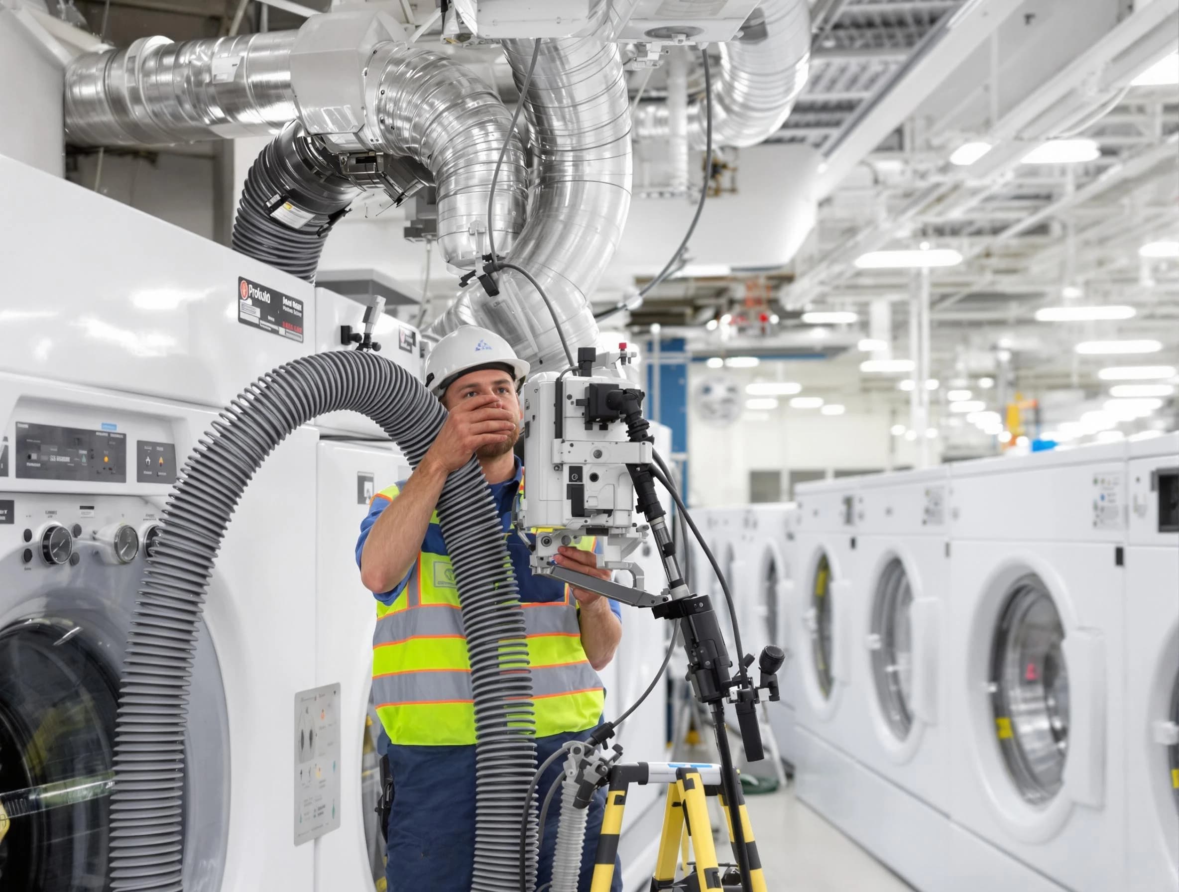 Genesee Dryer Vent Cleaning team performing commercial-grade dryer vent cleaning at a business facility in Genesee
